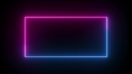 Neon line glowing frame on black background. Glowing neon frame background animation square shape. - Powered by Adobe
