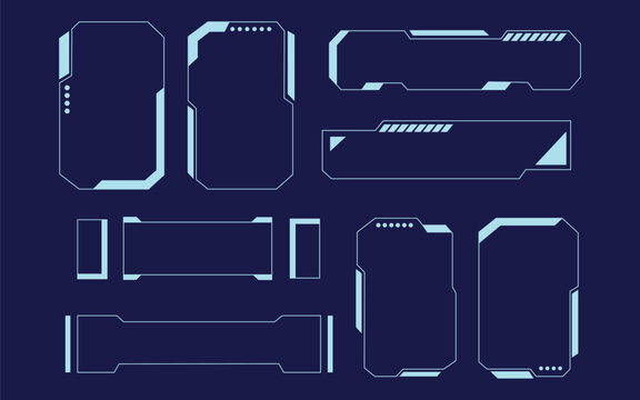 Futuristic HUD elements and sci fi interface frames. Cyber website goods, futuristic concepts hi-tech elements, hud panels symbol. vector illustration.