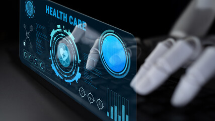 AI-powered digital health care and medical data dashboard. An AI interface for patient diagnostics...