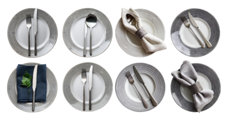 Elegant Table Setting with Cutlery and Tableware for Dining, isolated on transparent background