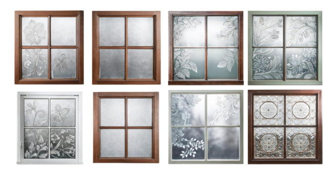 Elegant Decorative Window Designs with Floral Patterns and Textures, PNG bundle collection, Isolated on Transparent Background