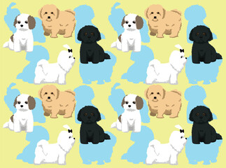 Dog Maltese Various Coats Cartoon Character Seamless Wallpaper Background