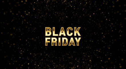 BLACK FRIDAY golden text on a black glitter background