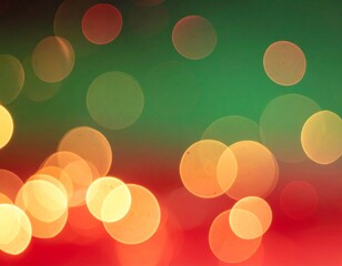 Vibrant blurred festive lights creating a magical bokeh effect against a rich red and green holiday background, perfect for seasonal celebrations and winter cheer