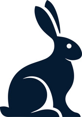 Simple rabbit silhouette vector icon for minimalist logo design, Easter art, or children’s illustrations.