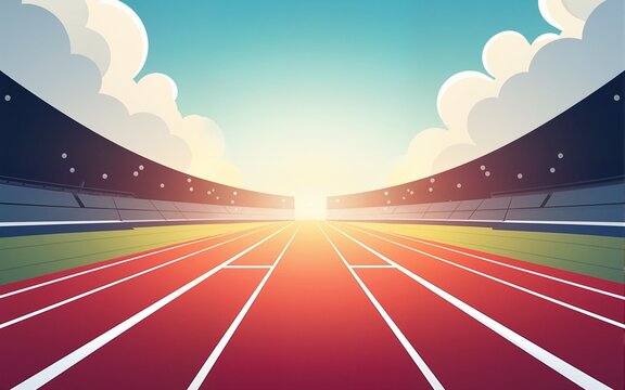 Vector layout template design for run, championship or any sports event. Poster design with abstract running track on stadium with lane. High quality