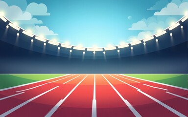 Vector layout template design for run, championship or sports event. Poster design with abstract running track on stadium with lane. Design for flyer, poster, cover, brochure, banner or any layout.