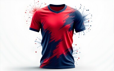 Tshirt mockup abstract grunge sport jersey design for football soccer, racing, esports, running, red blue color. High quality