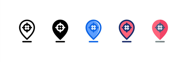 Target Location icon set multiple style collection. Vector illustration.