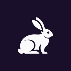 Simple rabbit vector logo on dark background, perfect for minimalist branding, fashion, and lifestyle design.