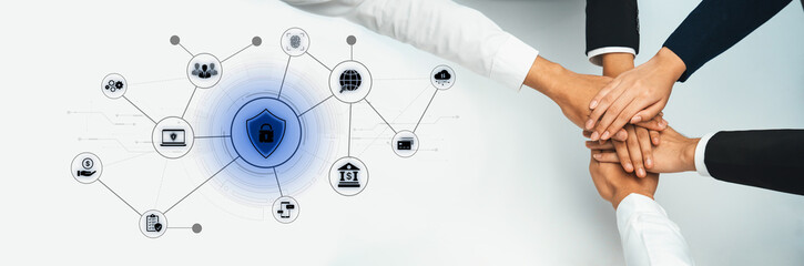 A complete cybersecurity system concept. Providing network protection for online banking, cloud...