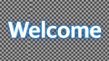 A welcoming "Welcome" message in bold, 3D white text with a blue neon outline on a checkered backdrop