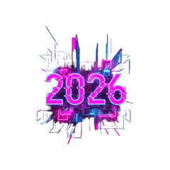 Happy New Year 2026 Design PNG – Bright Celebration Graphic Transparent