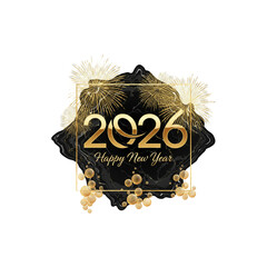 2026 Happy New Year PNG Clipart – Editable Transparent Background Art