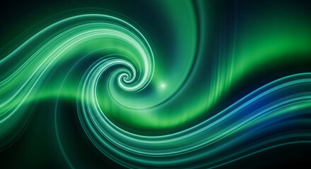 Abstract green blue light vortex energy spiral flowing