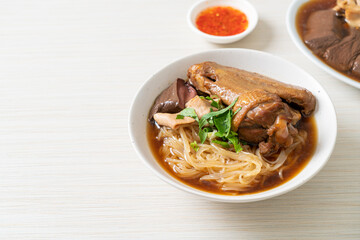 Braised duck noodles with brown soup