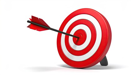 Arrow hits bullseye on red & white target