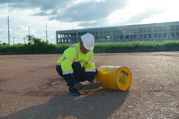 Engineers are working to check the readiness of chemical tanks to be sent for packing.