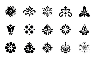 Flower icons set. Isolated elements for design. Vector graphics.