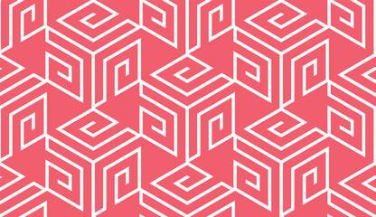 Abstract geometric pattern. A seamless vector background. White and pink ornament. Graphic modern pattern. Simple lattice graphic design