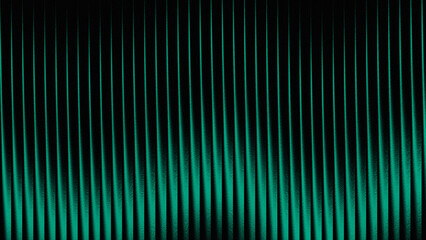 Abstract vertical glowing lines of teal and green light create a futuristic digital rain effect on a dark background