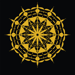 Abstract vintage floral vector pattern illustration with sun and star elements for decorative design