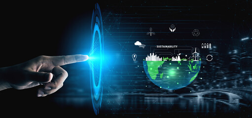 The concept of sustainability with green energy for environmental protection. A vision of a smart city with renewable resources and a clean ecosystem. Motif