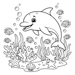 Dolphine Coloring Page – Cute Printable Dolphine Drawing for Kids and Adults