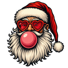 Pop Culture Santa Illustration: Whimsical Heart Glowing Holiday Cheer
