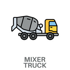 Mixer Truck Simple Style Flat Design Vector 