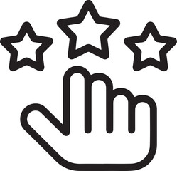 Hand selecting three stars for a rating or review