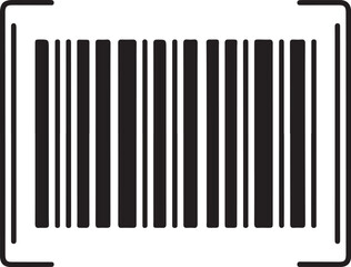 Black and white barcode symbol with scanning brackets