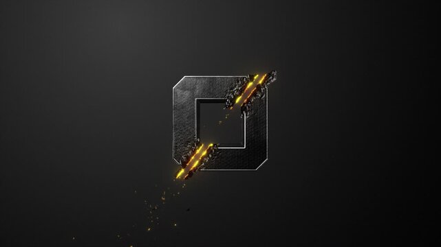 High quality 3D animated number Title Card or Chapter graphic, with hi tech sci-fi style 0 digit being zapped and sliced by a high powered laser, on a grey background