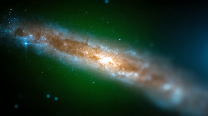 Fototapeta premium An awe-inspiring view of a spiral galaxy surrounded by colorful cosmic dust.