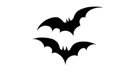 Silhouette of a Bat on White Background