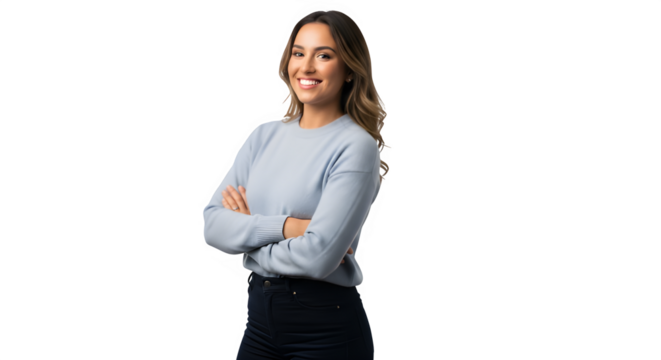 Young woman showing confident pose and smile