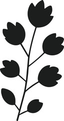 Black Leaf Vine Silhouette on White Background plant 1
