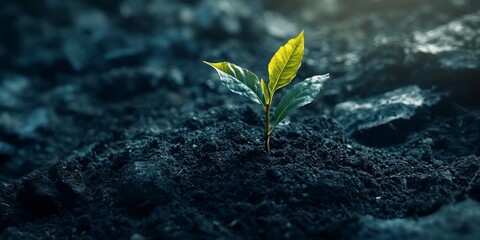 Seedling growing in soil, symbolizing the future of environmental sustainability and eco-friendly practices. A powerful image of agriculture and care for nature, highlighting importance, Generative AI