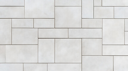 Monochromatic elegance showcased by the seamless arrangement of rectangular and square stone tiles. Its subtle variance in texture and tone adds depth and visual interest.