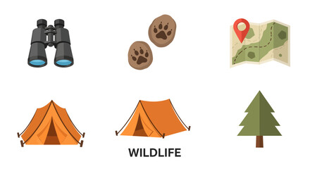 Camping adventure with wildlife exploration, trekking, outdoors, nature, and adventure activities
