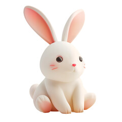 Obraz premium white rabbit 3d style isolated on transparent background