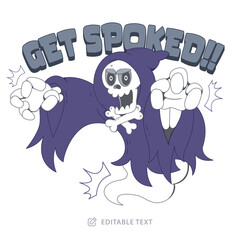 Grim Reaper Spooked Vintage Cartoon Character Halloween