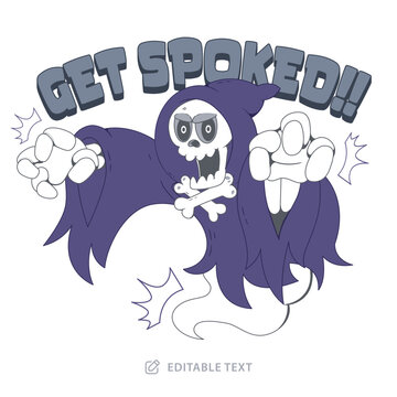 Grim Reaper Spooked Vintage Cartoon Character Halloween