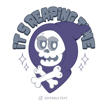 Grim Reaper Head Vintage Cartoon Character Halloween