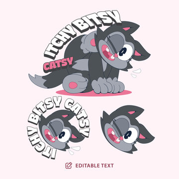 Cute Black Cat Vintage Cartoon Character Halloween