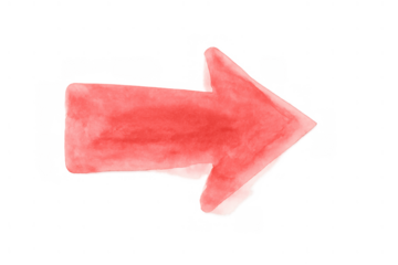 Red watercolor arrow pointing right, indicating direction, navigation, guidance, or onward movement, transparent background