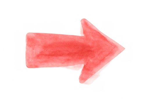 Red watercolor arrow pointing right, indicating direction, navigation, guidance, or onward movement, transparent background - Powered by Adobe