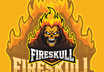 Fiery skull gaming logo emblem for esports teams - Gaming logo - Gaming Mascot - esport mascot vector illustration