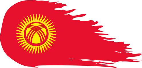 kyrgyzstan comet flag fly, grunge brush vector