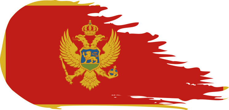 montenegro comet flag fly, grunge brush vector